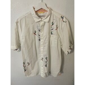 Tommy Bahama Mens White Surf Girls Print‎ Short Sleeve Button Up Shirt L